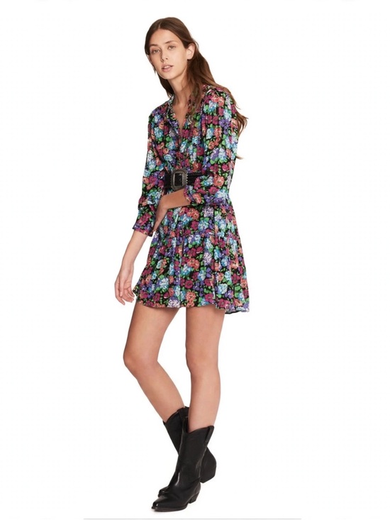 ba&sh Dresses & Skirts - ba&sh, Poldie Floral Button-Front Shirt Dress, Black/Pink, L